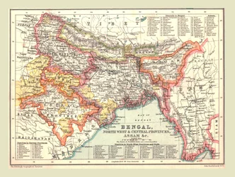 Mapa de Bengala, las provincias del noroeste y central, y Assam, 1902