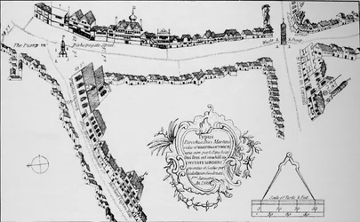 Mapa de Bishopsgate, Ciudad de Londres, c1599