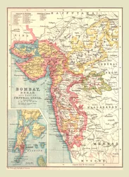Mapa de Bombay, Berar y parte de la India Central, 1902