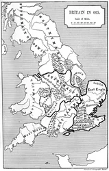 Mapa de Gran Bretaña en 665, 1892