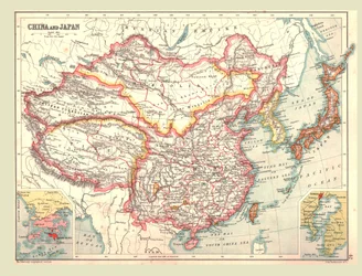 Mapa de China y Japón, 1902