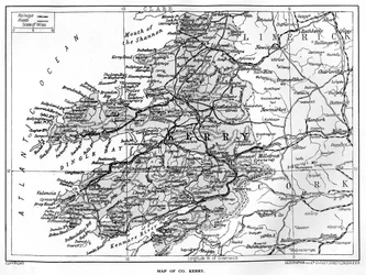 Mapa del Condado de Kerry, Irlanda, 1924-1926