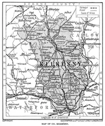 Mapa del Condado de Kilkenny, Irlanda, 1924-1926