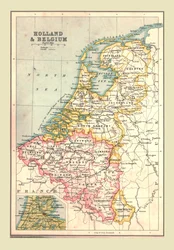 Mapa de Holanda y Bélgica, 1902