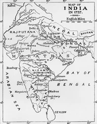Mapa de la India en 1757