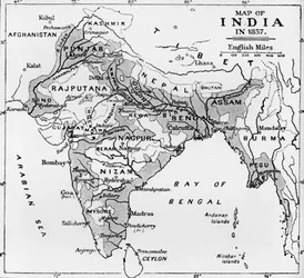 Mapa de India en 1857, c1912