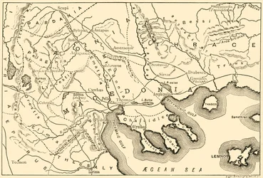 Mapa de Macedonia y los distritos adyacentes