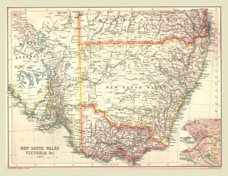 Mapa de Nueva Gales del Sur y Victoria, 1902