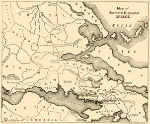 Mapa del norte y centro de Grecia, 1890
