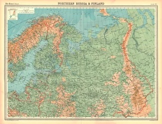 Mapa del norte de Rusia y Finlandia