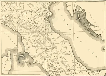 Mapa del norte y centro de Italia, 1890