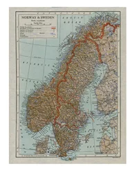 Mapa de Noruega y Suecia, siglo XIX