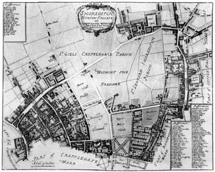 Mapa de Shoreditch, Norton Folgate y Cripplegate, 1907