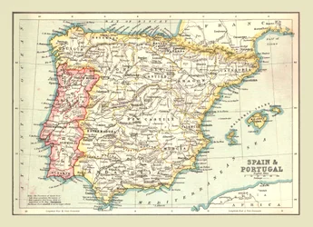 Mapa de España y Portugal, 1902