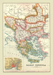 Mapa de la península balcánica, 1902