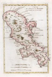 Mapa de la isla caribeña de Martinica, c1783