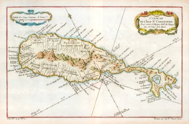 Mapa de la isla caribeña de San Cristóbal, c1764