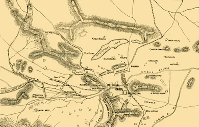 Mapa de la lucha en el Valle de Chardeh, 1901