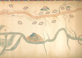 Mapa del Gran Canal de Beijing al Río Yangzi, finales del siglo XVIII o principios del siglo XIX