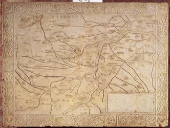Mapa del territorio de Mantua, tallado en bajorrelieve