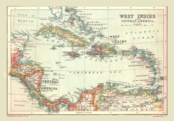 Mapa de las Indias Occidentales y América Central, 1902