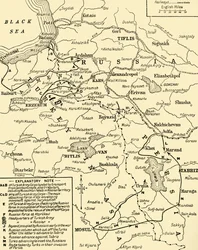 Mapa de la frontera entre Rusia y Turquía, Primera Guerra Mundial, hacia 1920