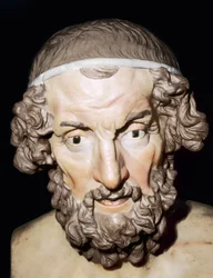 Busto retrato de mármol de Homero, romano, de Baiae, Campania, Italia, siglos I-II