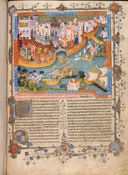 La partida de Marco Polo de Venecia en 1271, de los Viajes de Marco Polo, ca 1400