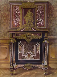 Gabinete de marquetería con decoración en bronce dorado, por André Charles Boule, 1903
