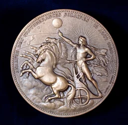 Medalla conmemorativa de Pierre Janssen y Norman Lockyer, astrónomos francés e inglés, 1868