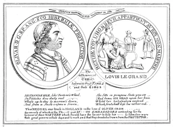 Medalla de la época de Oliver Cromwell, siglo XVII