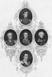 Retratos en medallón de figuras militares británicas