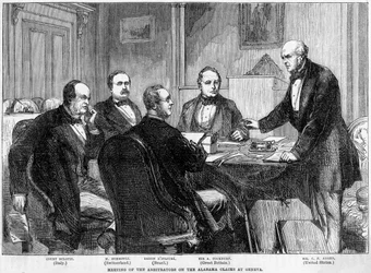 Reunión de los árbitros sobre las reclamaciones de Alabama, Ginebra, Suiza, c1865-c1870