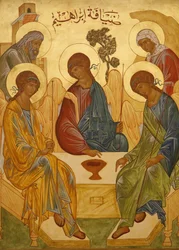 Icono melkita: la trinidad de Abraham, Nazaret, Israel