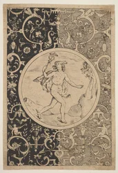 Mercurio en un marco decorativo con grotescos, ca. 1600-1630