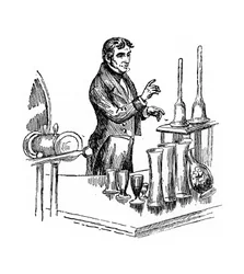 Michael Faraday dando una conferencia en la Royal Institution, Londres, 1835