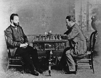 Mikhail Chigorin 1850-1908 y William Steinitz 1836-1900 en La Habana, 1880, 1880