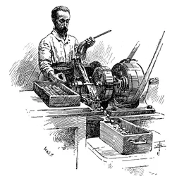 Moliendo los bordes de las monedas, Casa de la Moneda Real, Londres, 1891