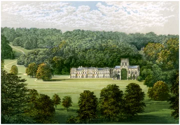 Abadía de Milton, Dorset, hogar de Baron Hambro, c. 1880
