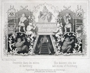 Mina de sal: el descenso en las minas de sal de Durrnberg, Austria, hacia 1850