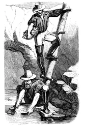 Mineros lavando oro durante la Fiebre del Oro de California, 1849