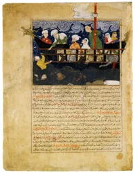 Miniatura de la obra Majma al-tawarikh de Hafiz-i Abru. "Arca de Noé" Irán (Afganistán)