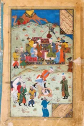 Miniatura de Yusuf y Zalikha Leyenda de José y la esposa de Potifar por Jami
