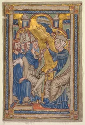 Miniatura de un Compendio de Vidas de Santos: Santa Catalina de Alejandría..., c. 1200-1210