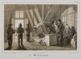 Minería, minerales metálicos, pozo de una mina, Alemania, c. 1851