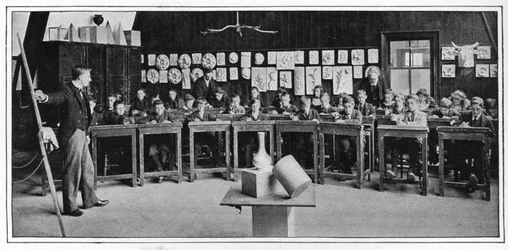 Dibujo de modelo en una escuela de Grado Superior, Londres, c1900-1901
