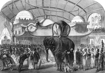 Modelo de un elefante en la sección siamesa de la Galería de Máquinas, 1867