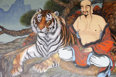 Pintura de monje y tigre, Seúl, Corea del Sur