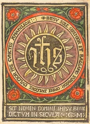 Monograma JHS en un círculo llameante, c. 1500