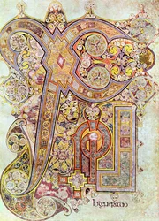 Página de monograma del Libro de Kells Christi Auteum Generatio, c. 800